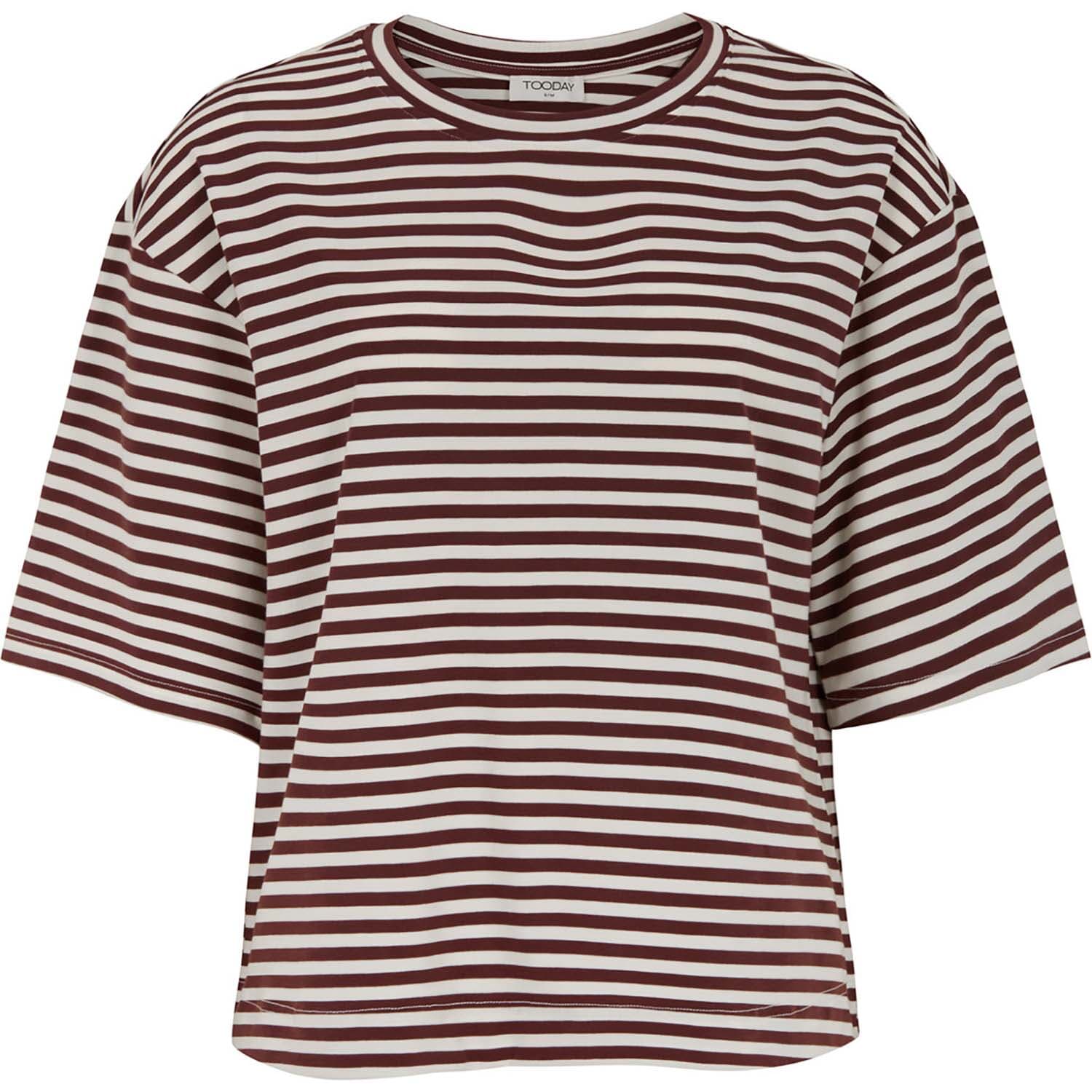 Tooday T-shirt Clip Streep Bordeaux Rood