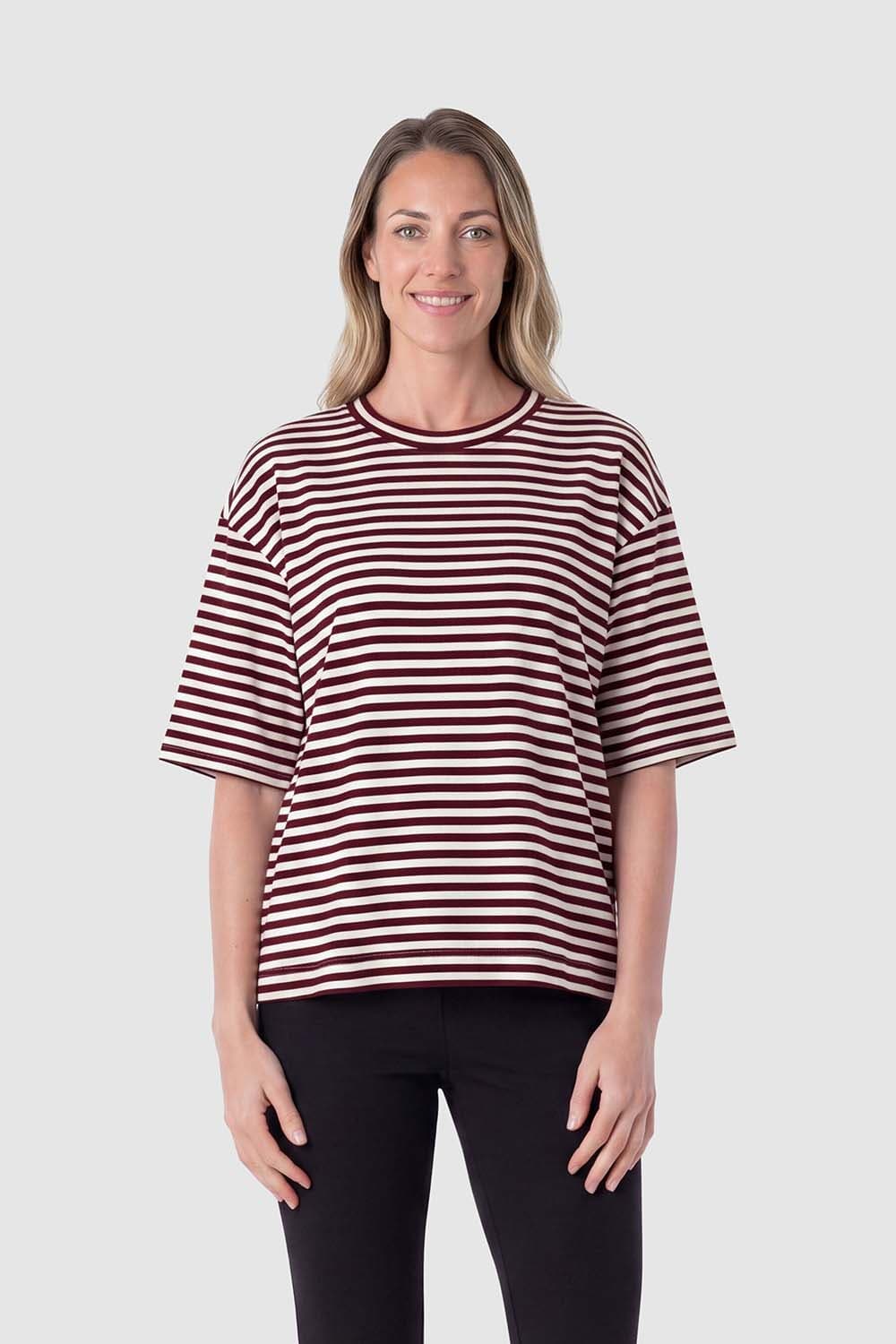 Tooday T-Shirt Clip Streep Bordeaux Rood
