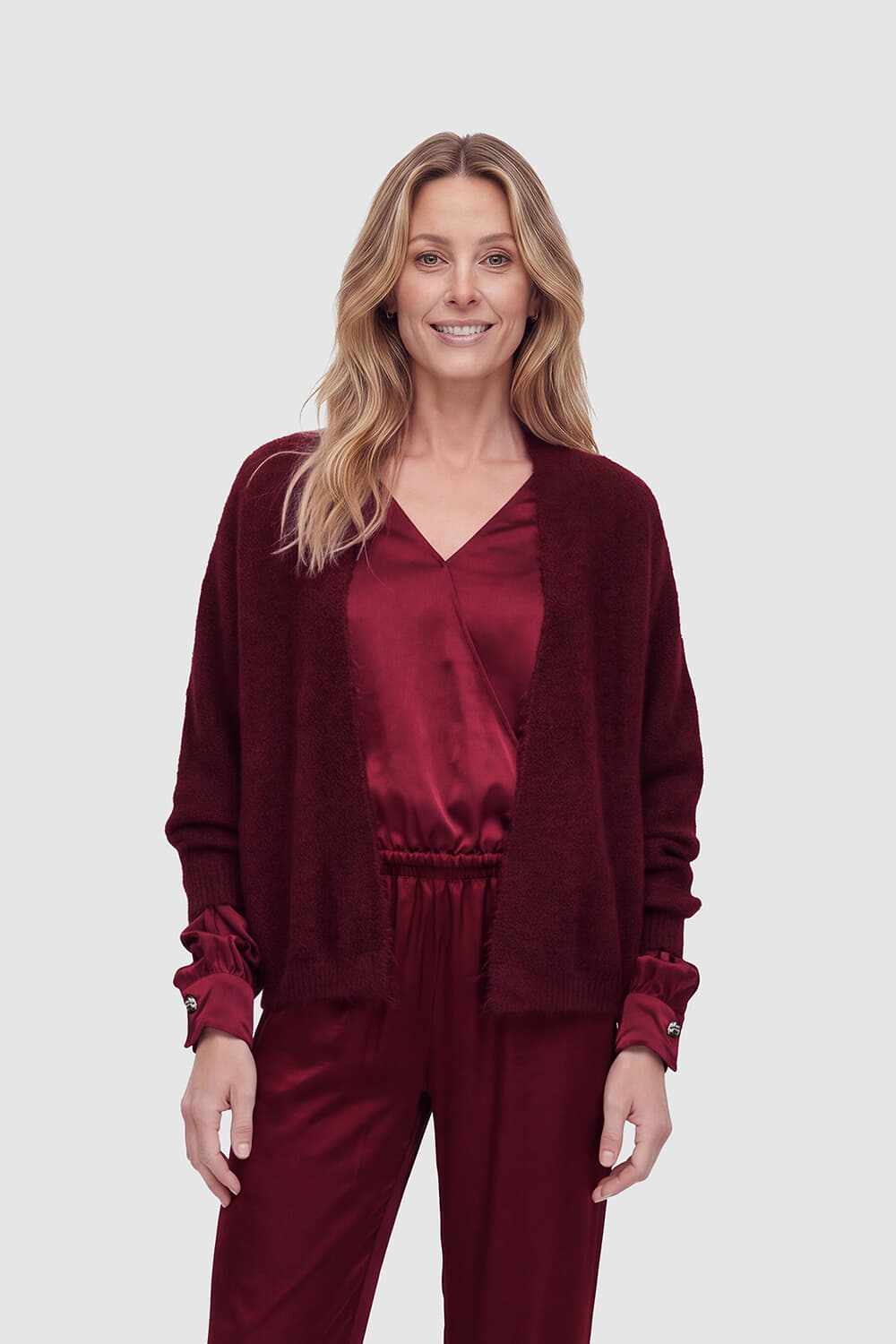 Tooday Gebreid Vest Bea Bordeaux Rood