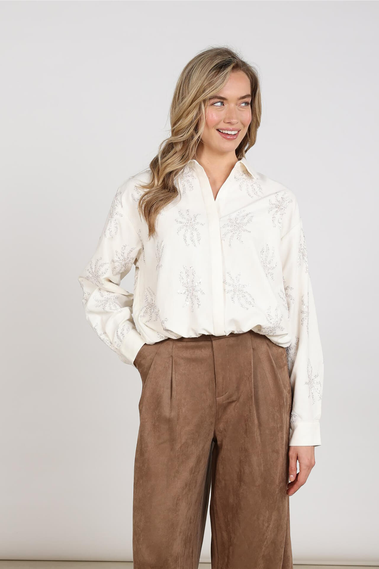 Nukus Blouse Aster Paillet Off White