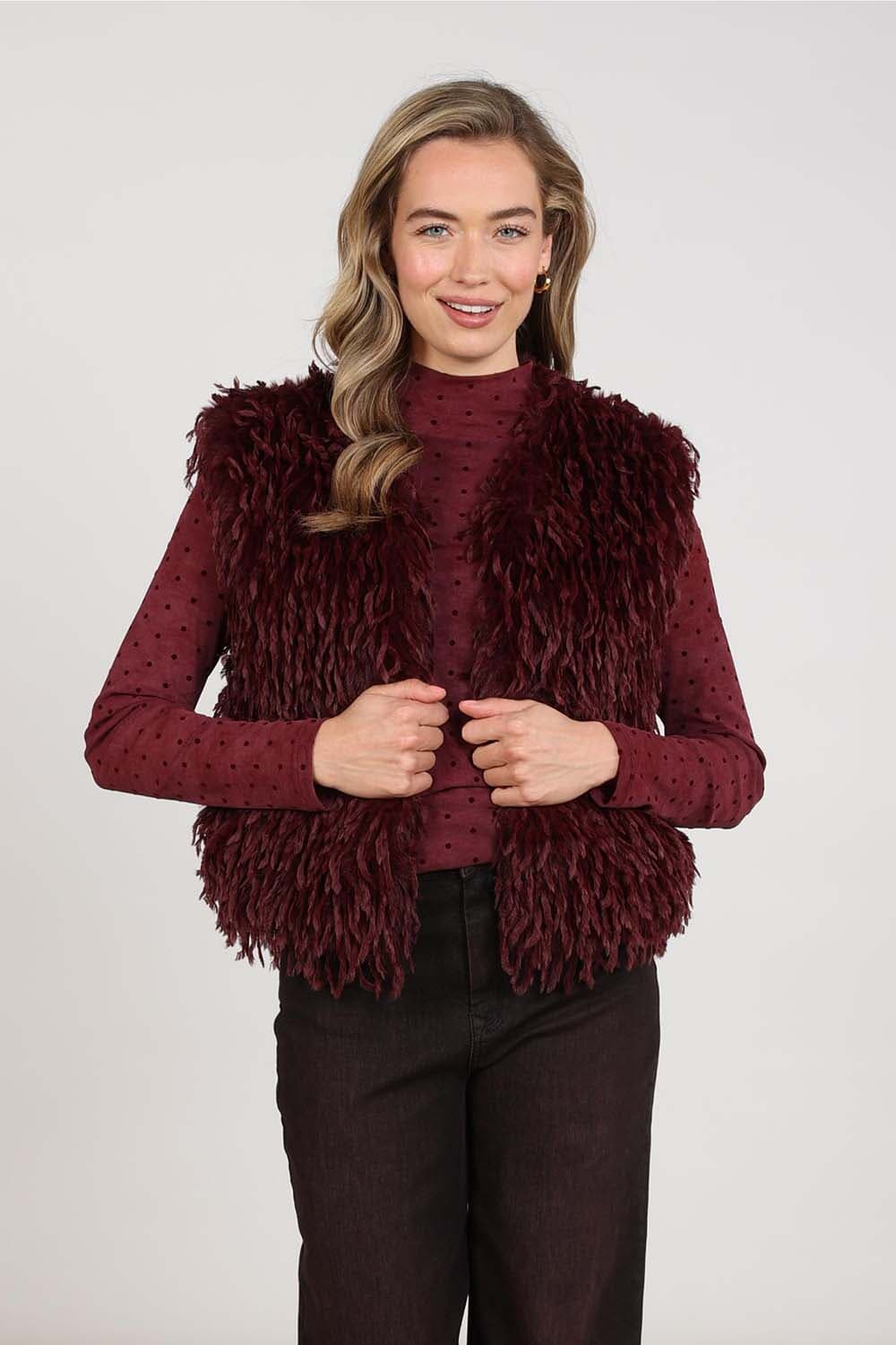 Nukus Gilet Mila Feather Bordeaux Rood
