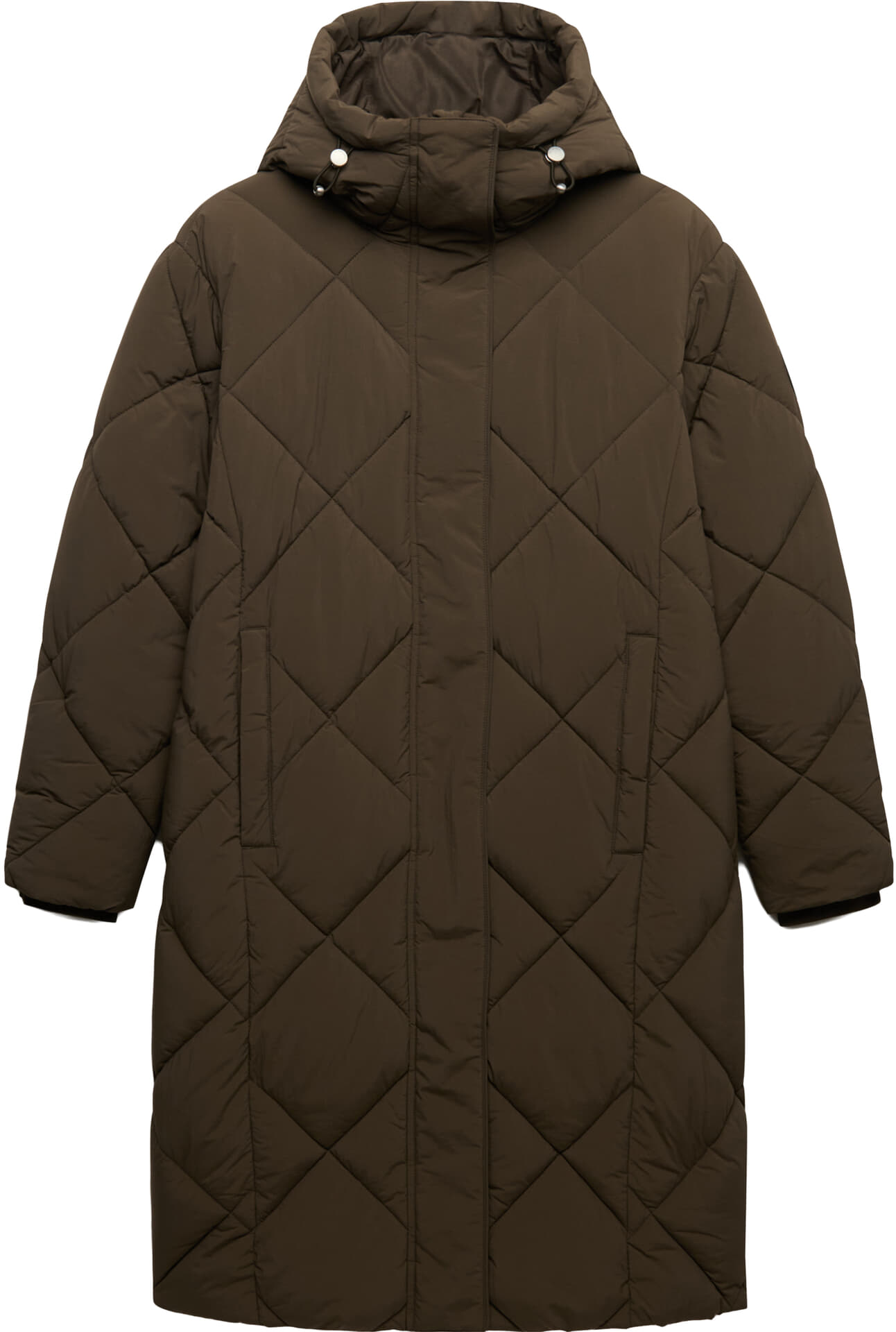 Superdry & Co Jas Longline Diamond Quilt Bruin