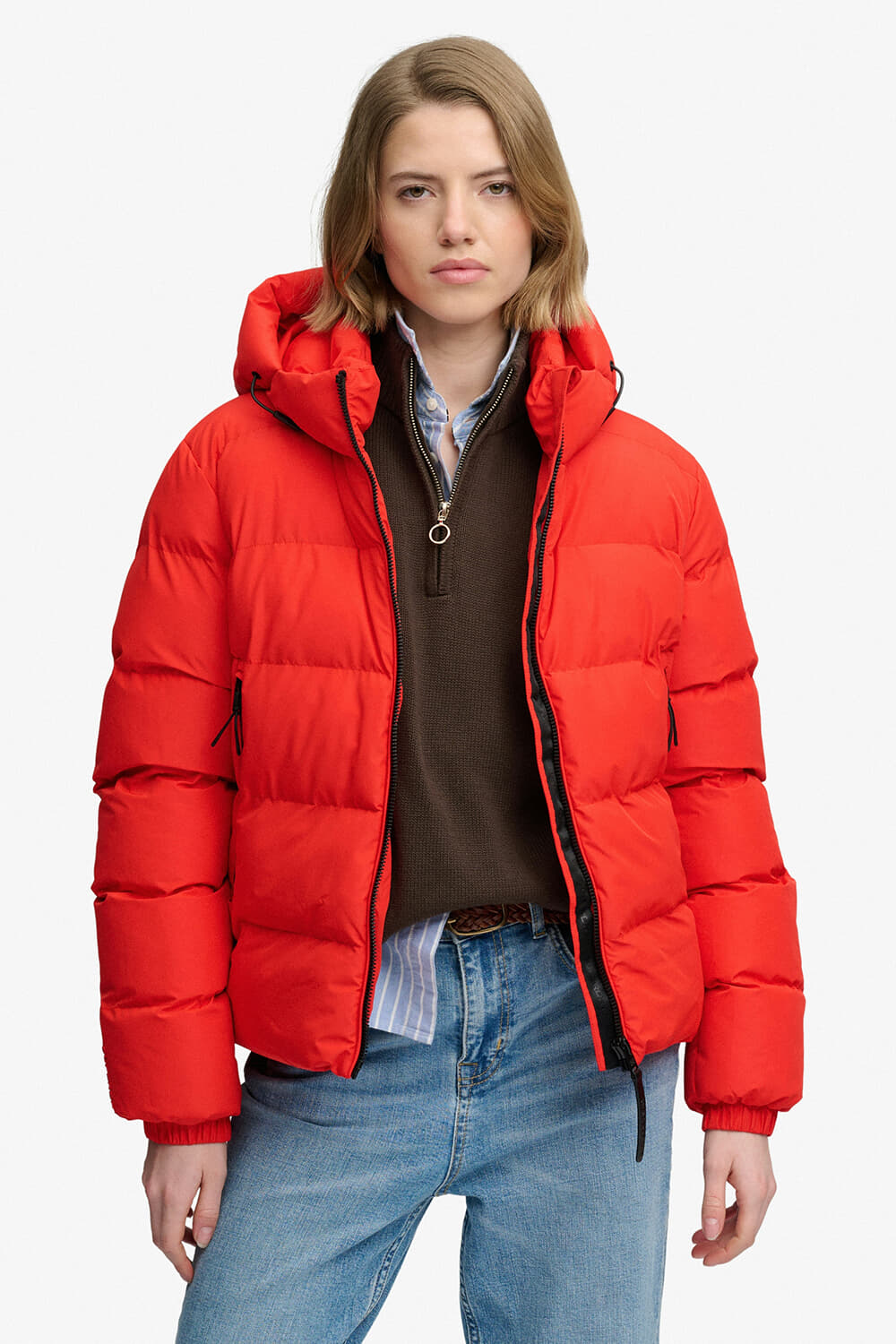 Superdry & Co Pufferjas Sport met Capuchon  Rood