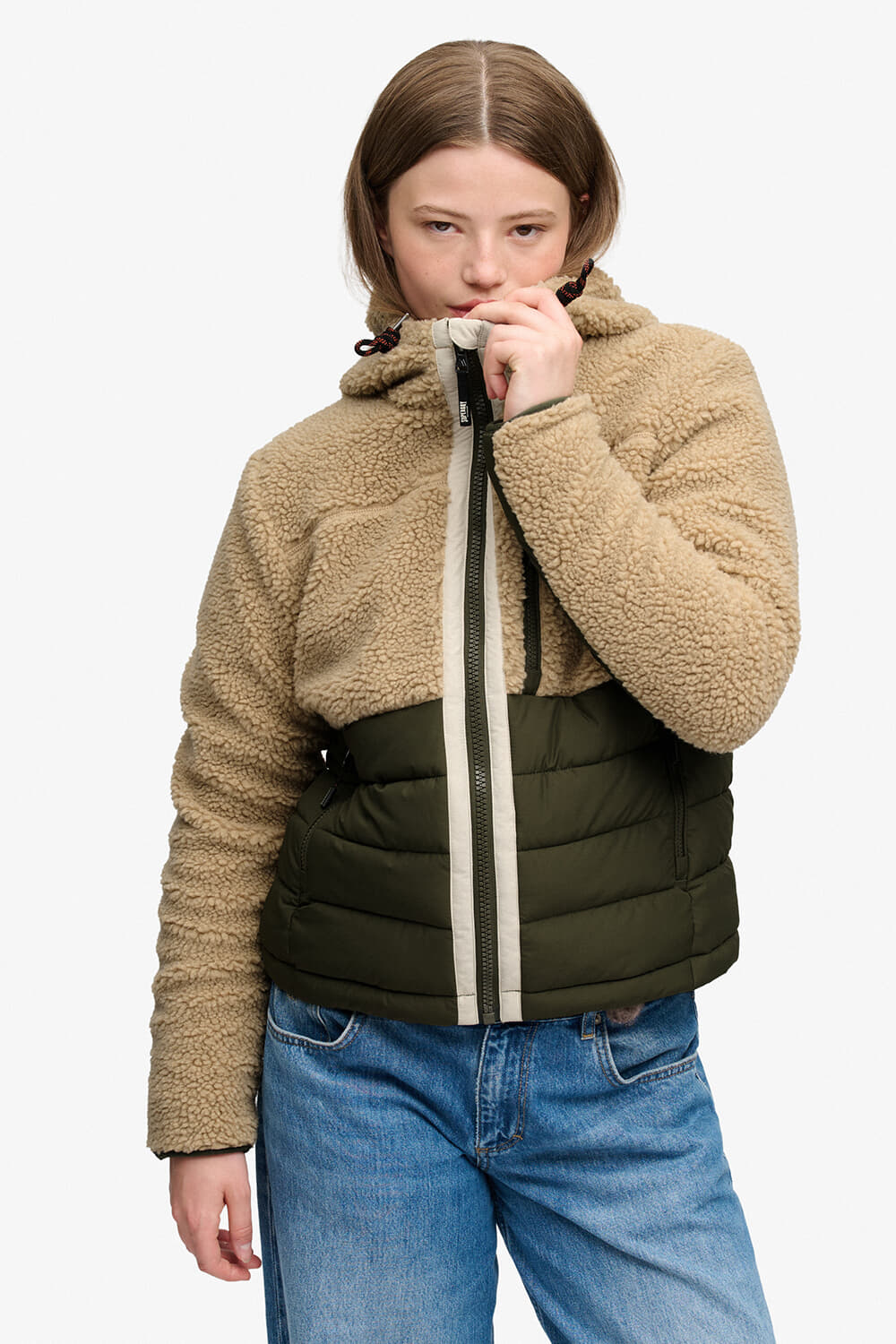 Superdry & Co Hybride Jas Borg Outdoor Quilt Beige