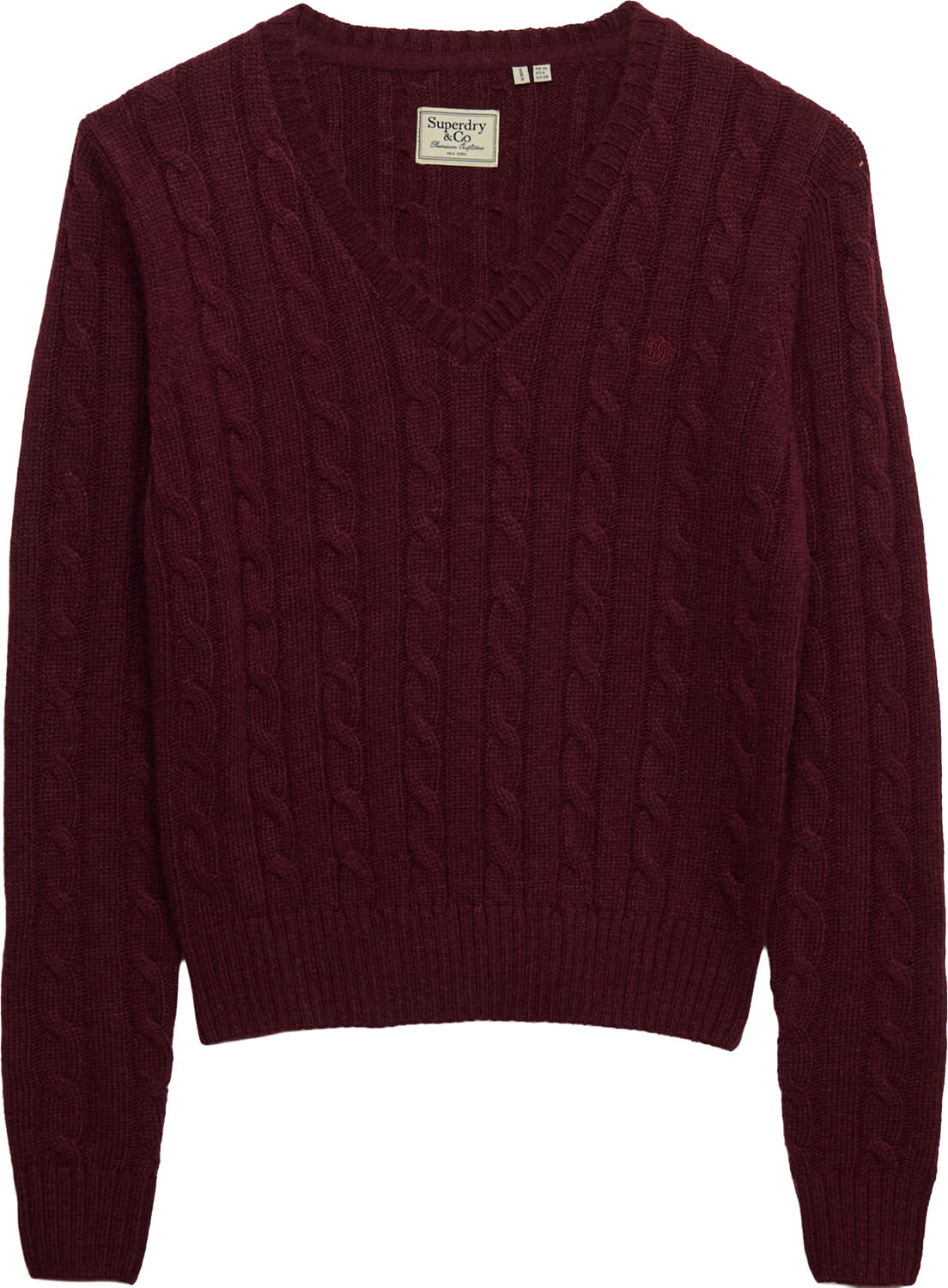 Superdry & Co Trui Wollen Mix Kabel Bordeaux Rood