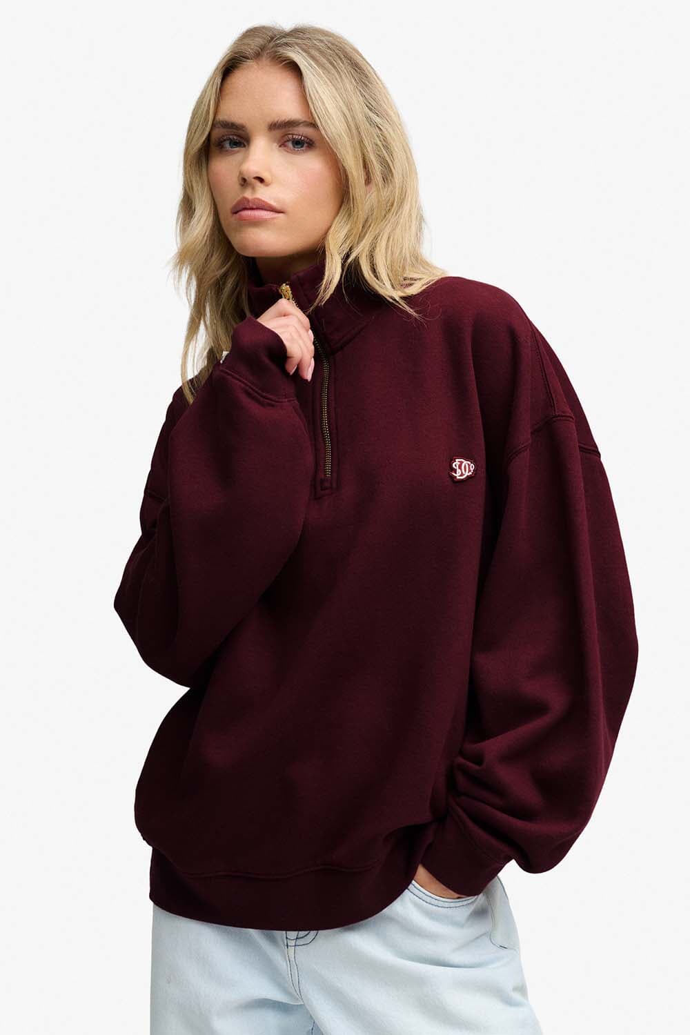 Superdry & Co Half-zip Sweater Monogram Bordeaux Rood