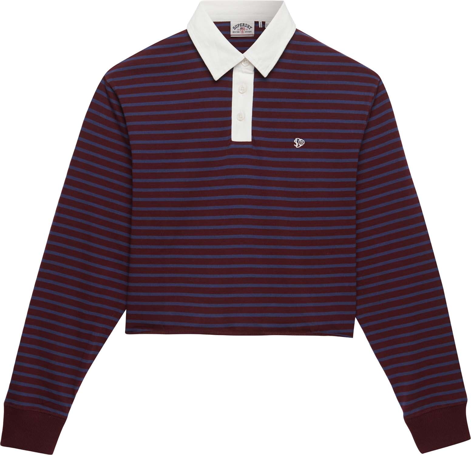 Superdry & Co Rugby Athletic Essential Gestreept Bordeaux Rood