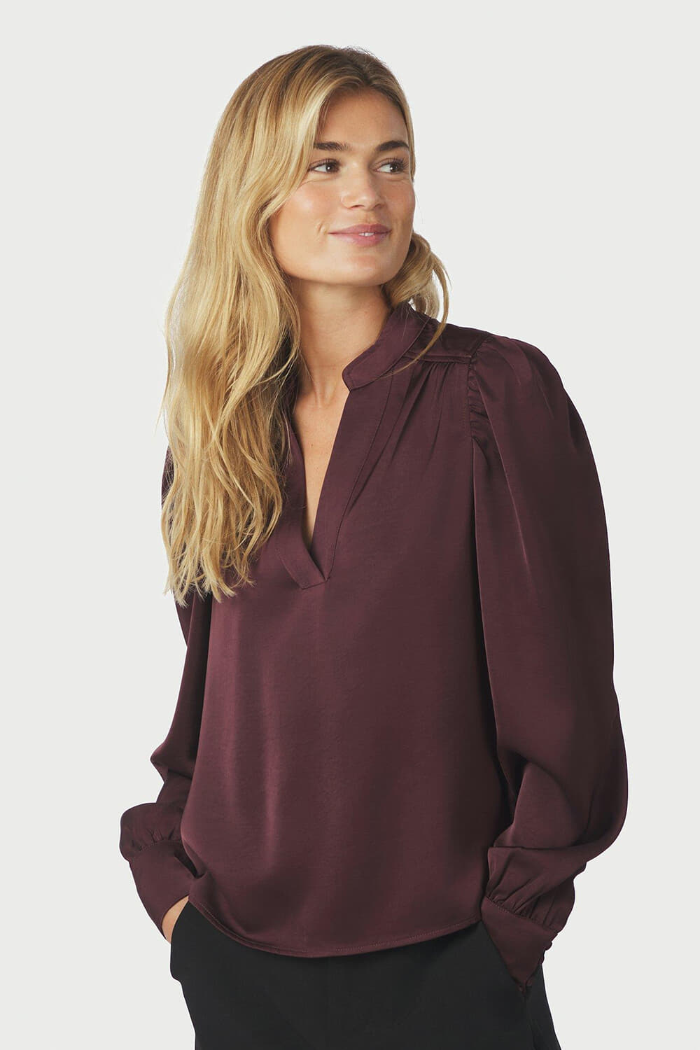 Neo Noir Blouse Rosslyn Heavy Sateen  Bordeaux Rood