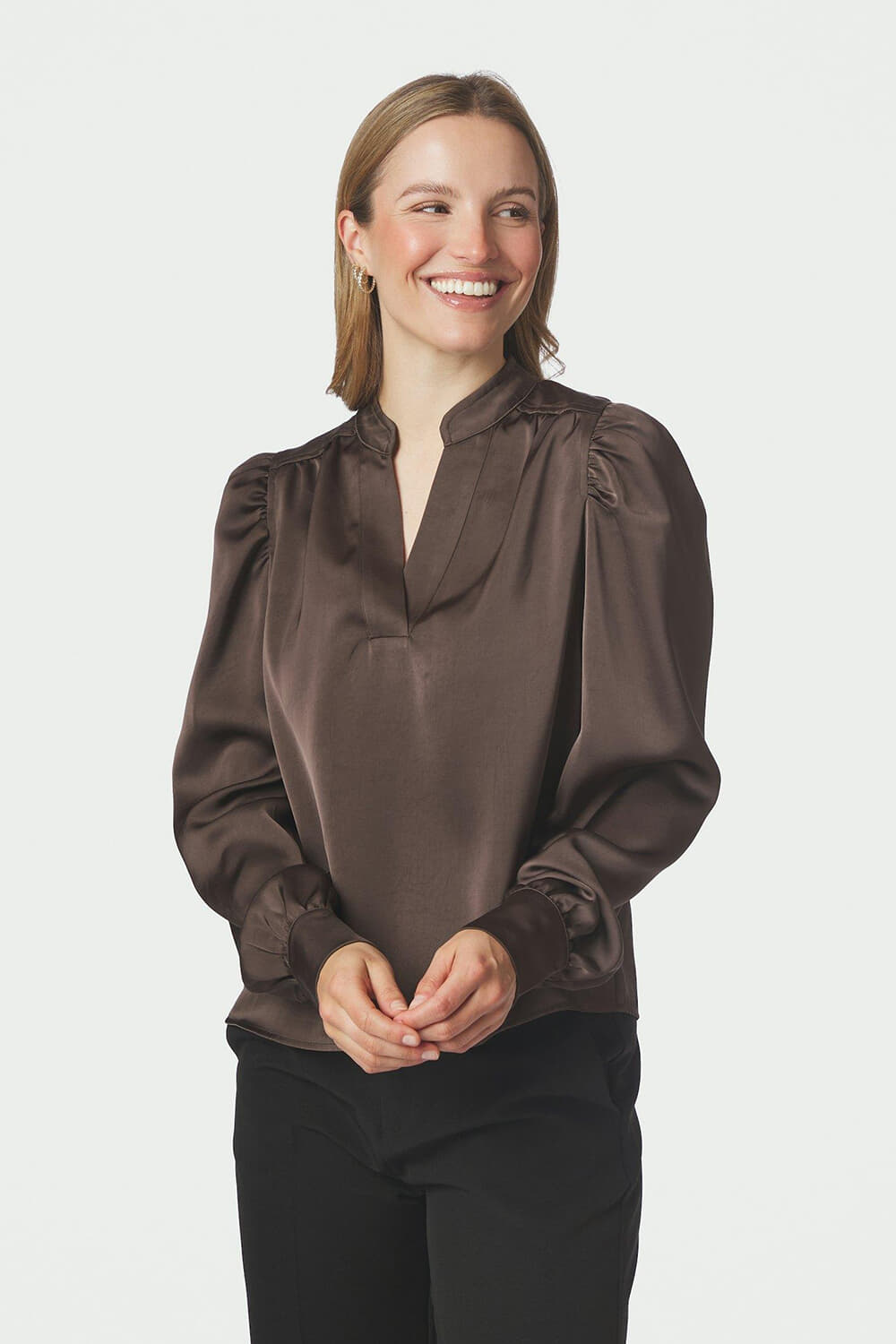 Neo Noir Blouse Rosslyn Heavy Sateen  Bruin