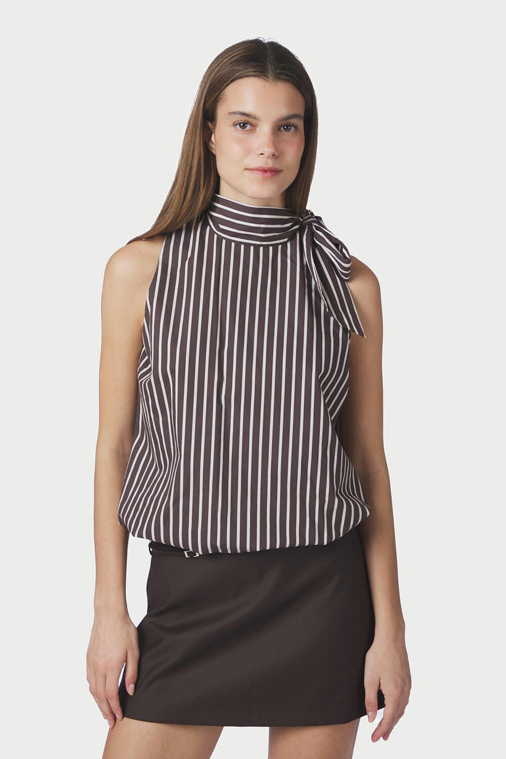 Neo Noir Haltertop Veda Stripe Wide Bruin