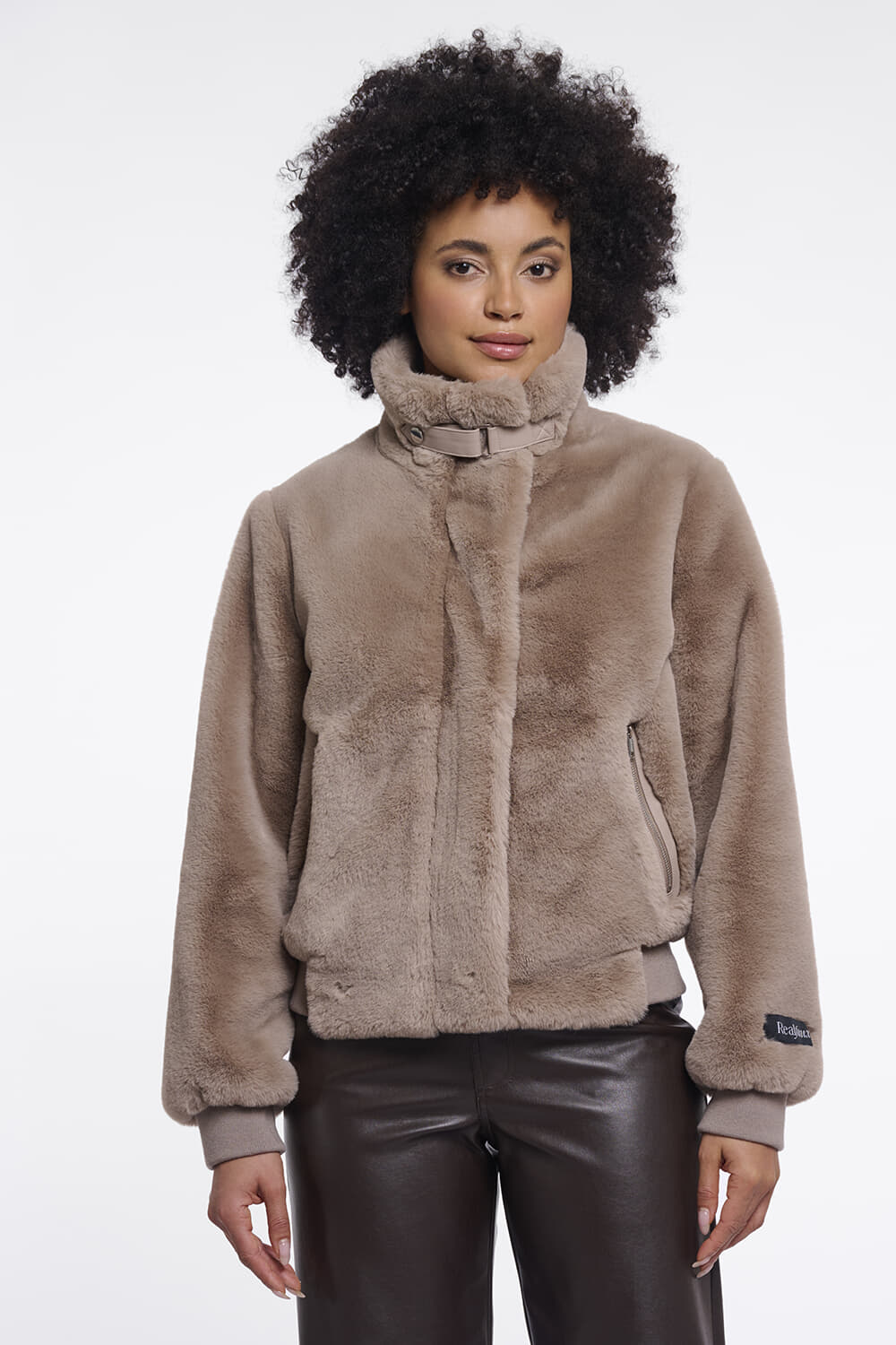 Jas Ambra faux fur Kort Beige