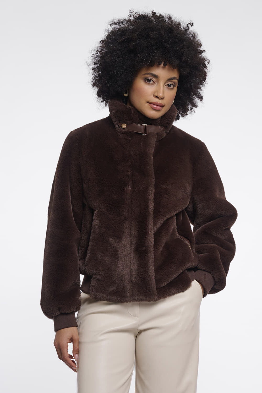 Rino & Pelle Jas Ambra faux fur Kort Bruin