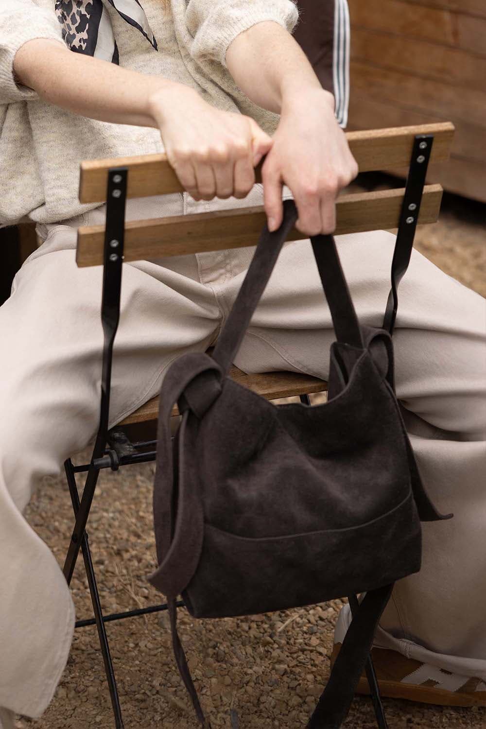 Zusss Tas Suede Knoop Bruin