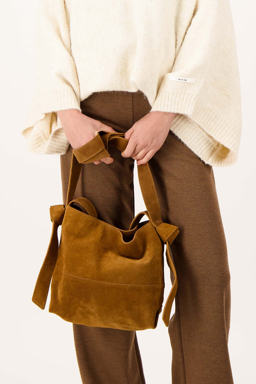 Zusss Tas Suede Knoop Camel