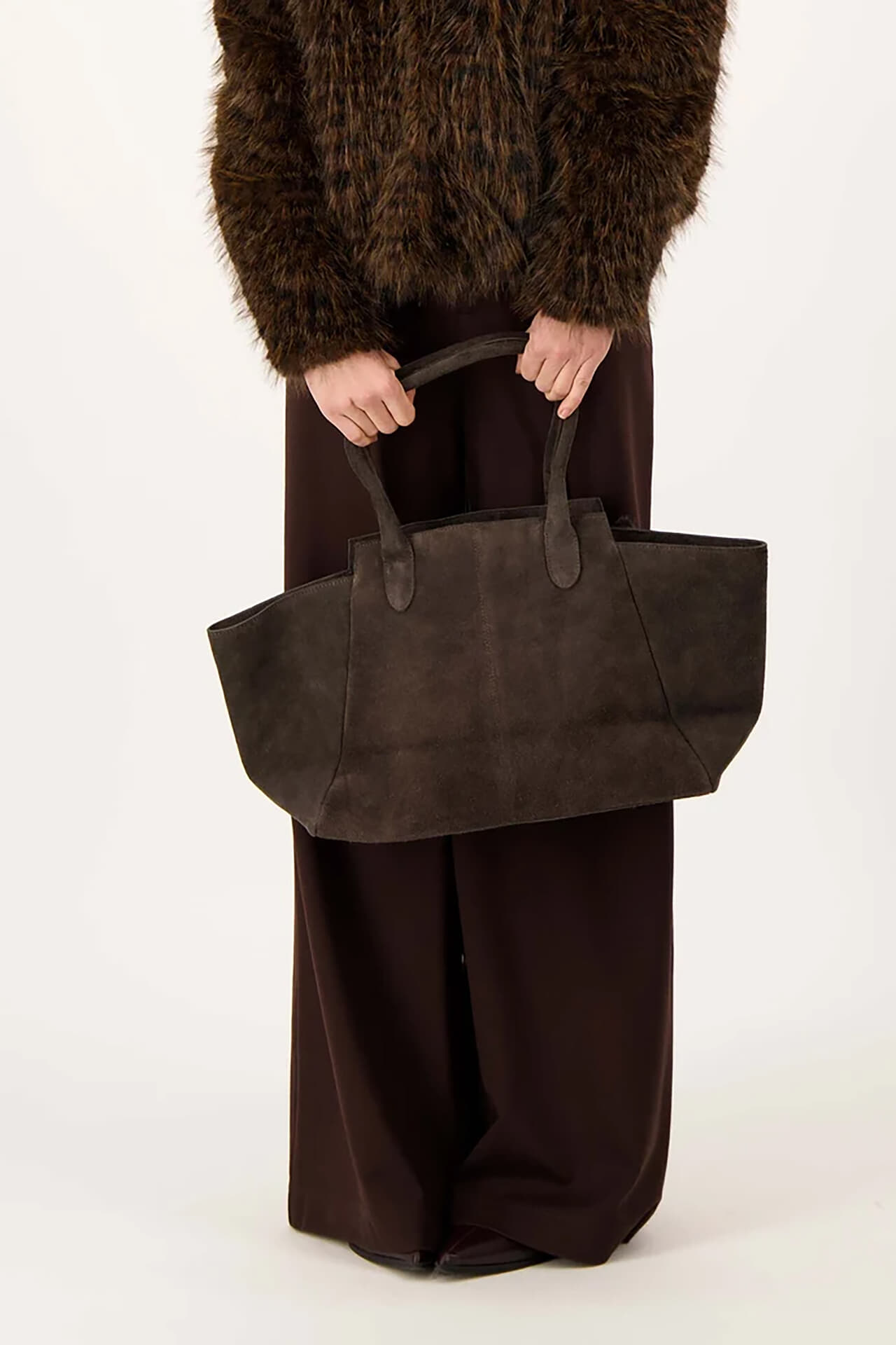 Zusss Tas suede Shopper Bruin