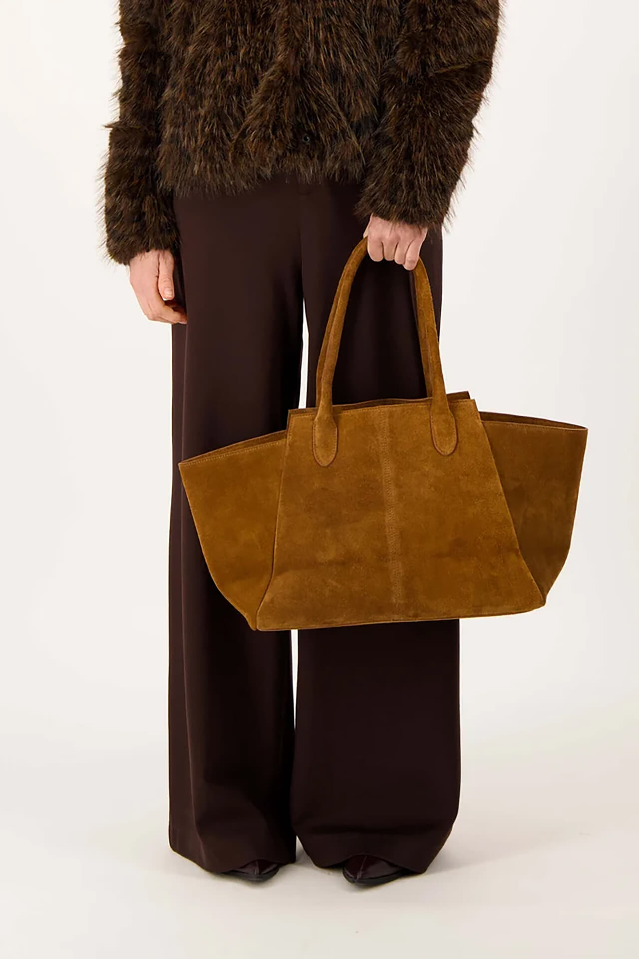 Zusss Tas suede Shopper Camel