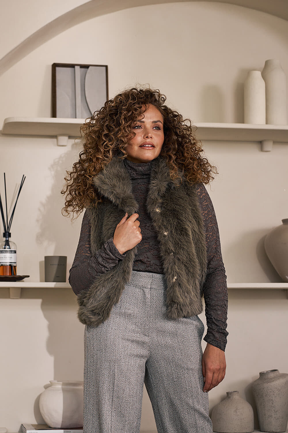 Label Dot Gilet Liane Taupe