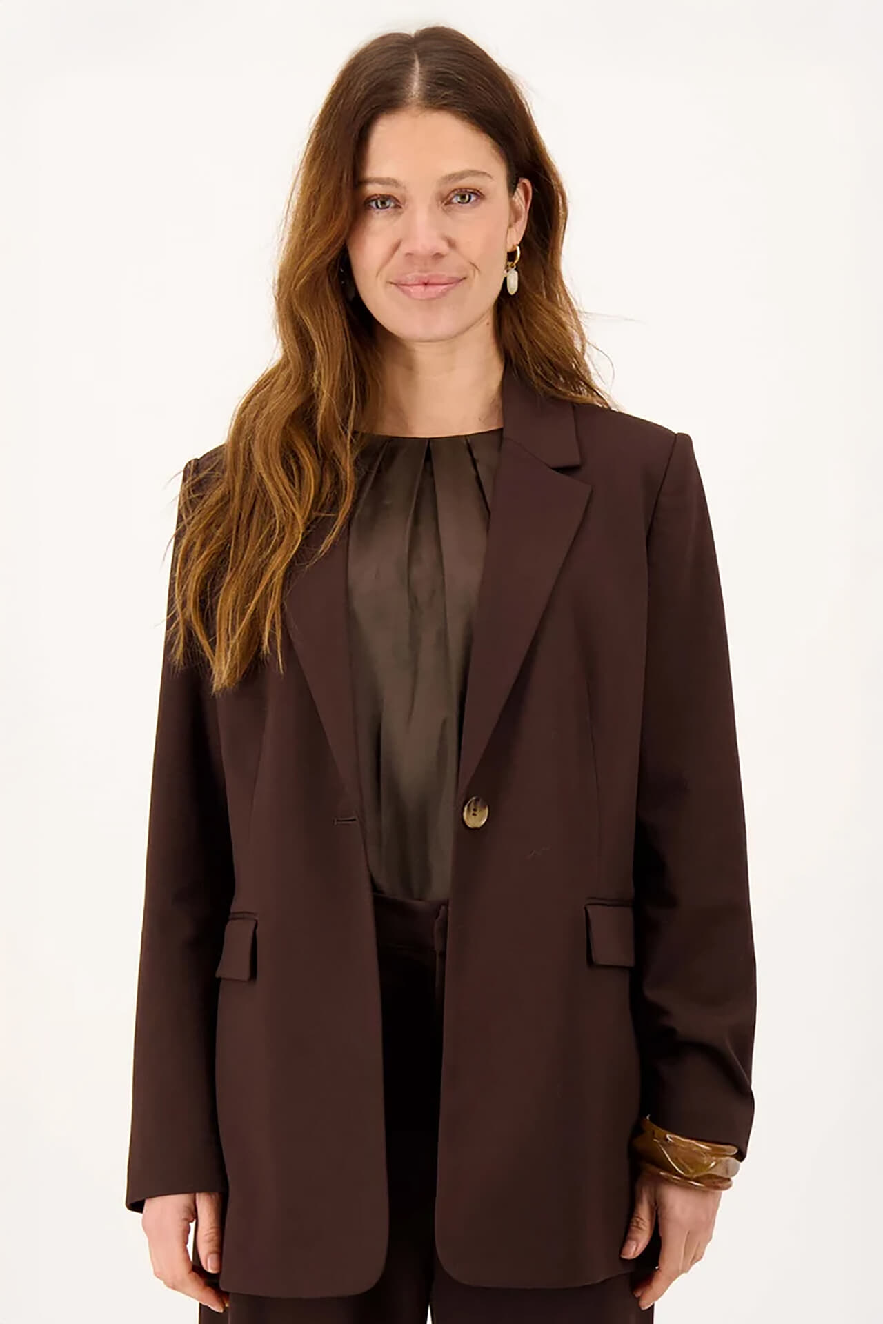 Zusss Blazer stretch Bruin