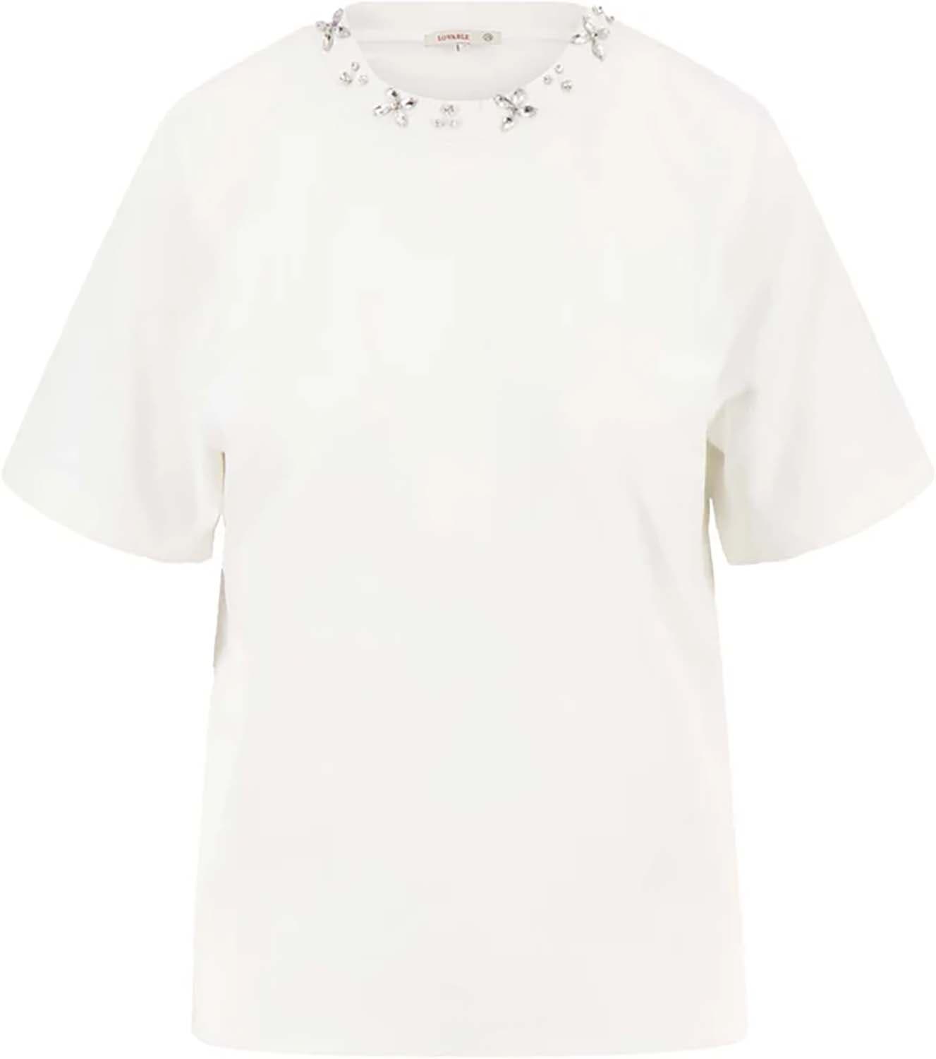 Zusss T-shirt Kralen Off White