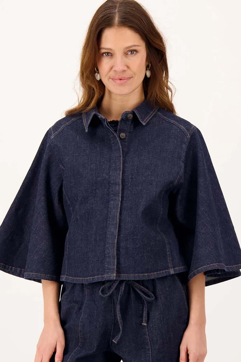 Zusss Blouse Jeans donker