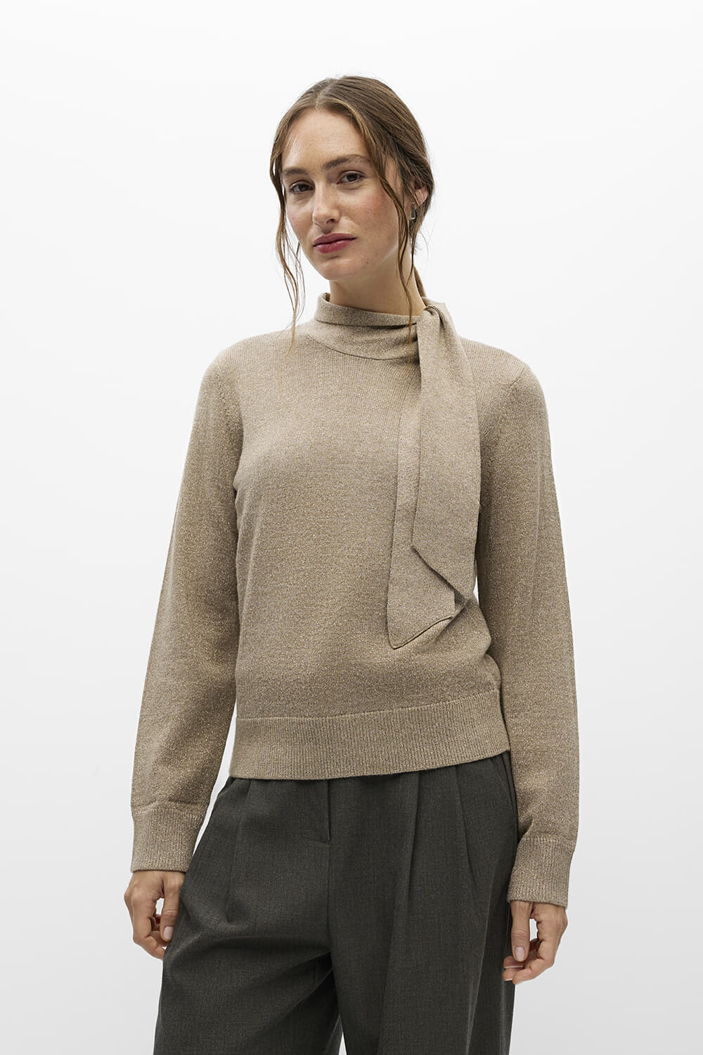 Object Pullover Gebreide Thess Bow Glam  Taupe