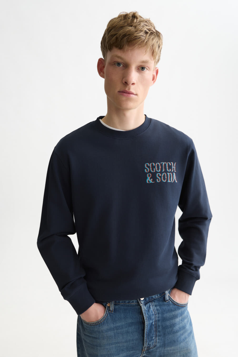 Scotch & Soda Sweaters Front and Back Artwork Regular-Fit Navy
