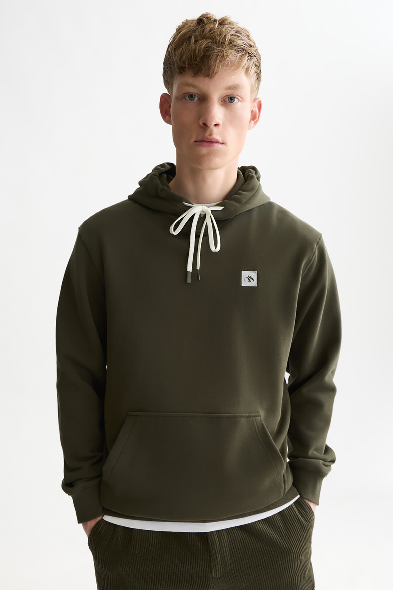 Scotch & Soda Hoodie Logo badge regular fit  Groen