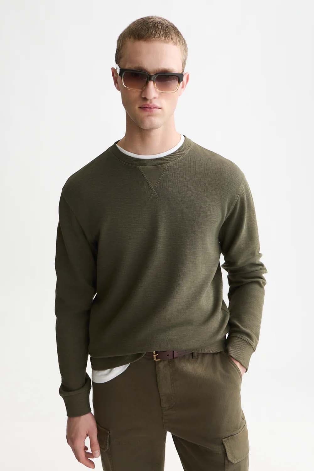 Scotch & Soda Sweatshirt Garment-dye Regular-fit  Groen