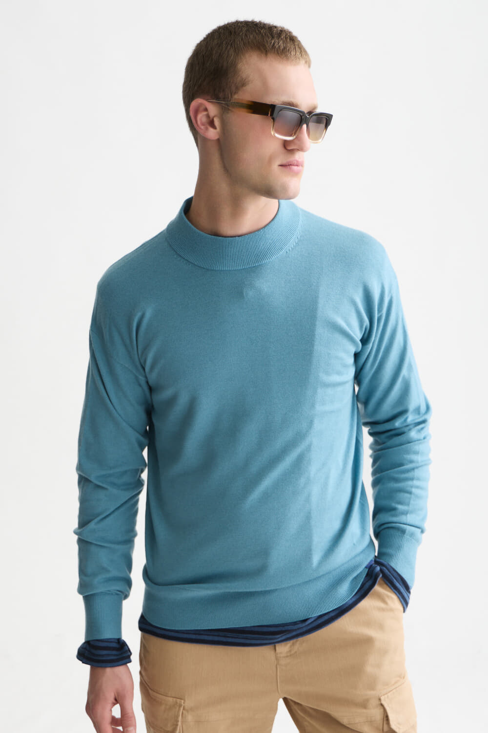 Scotch & Soda Trui Seasonal Core Dropped Shoulder Mock Indigo