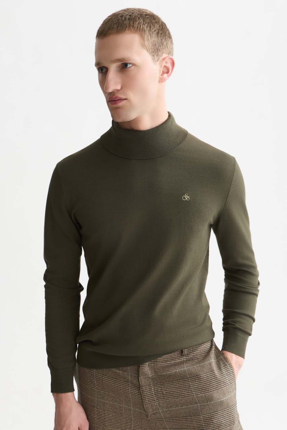 Scotch & Soda Pullover Turtleneck Ecovero  Groen