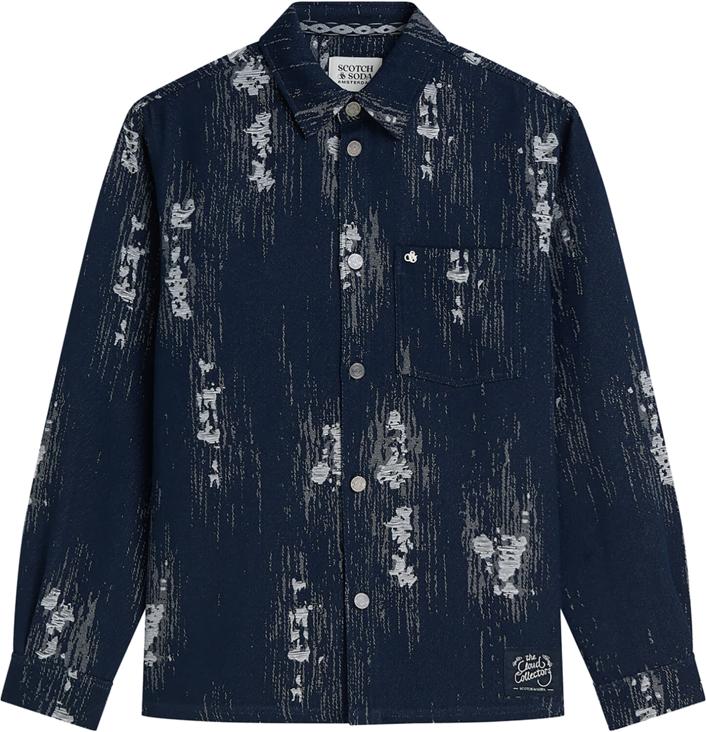 Scotch & Soda Trui Jacquard Relaxed-Fit Overshirt Navy