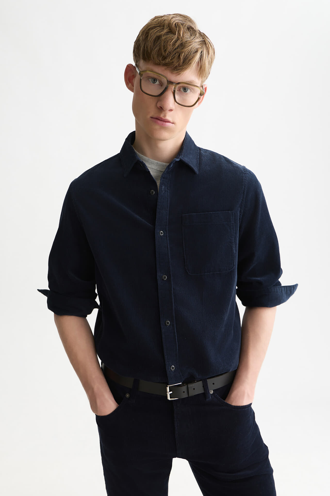 Scotch & Soda Overhemd Corduroy regular fit  Navy
