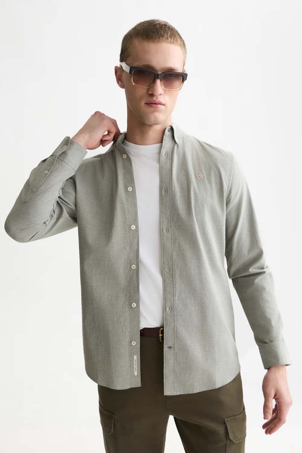 Scotch & Soda Overhemd Regular-fit Army