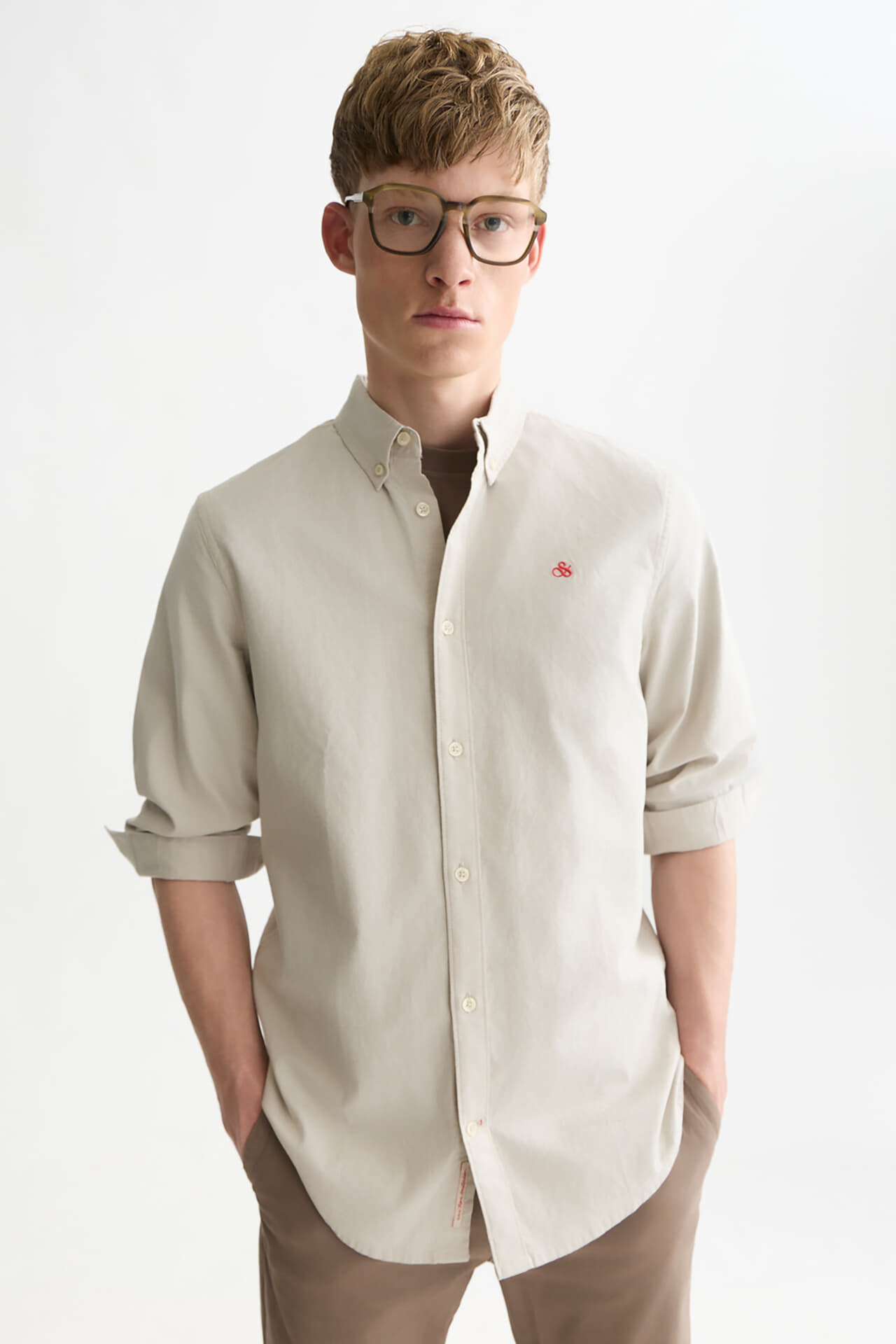Scotch & Soda Overhemd Regular-fit Grijs