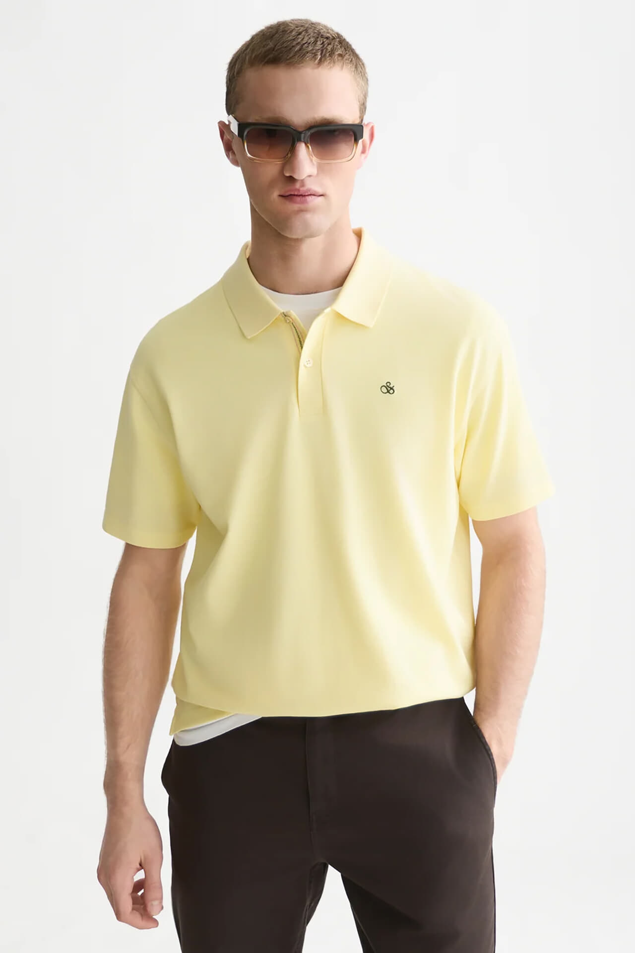 Scotch & Soda Pique relaxed-fit garment dyed polo Geel