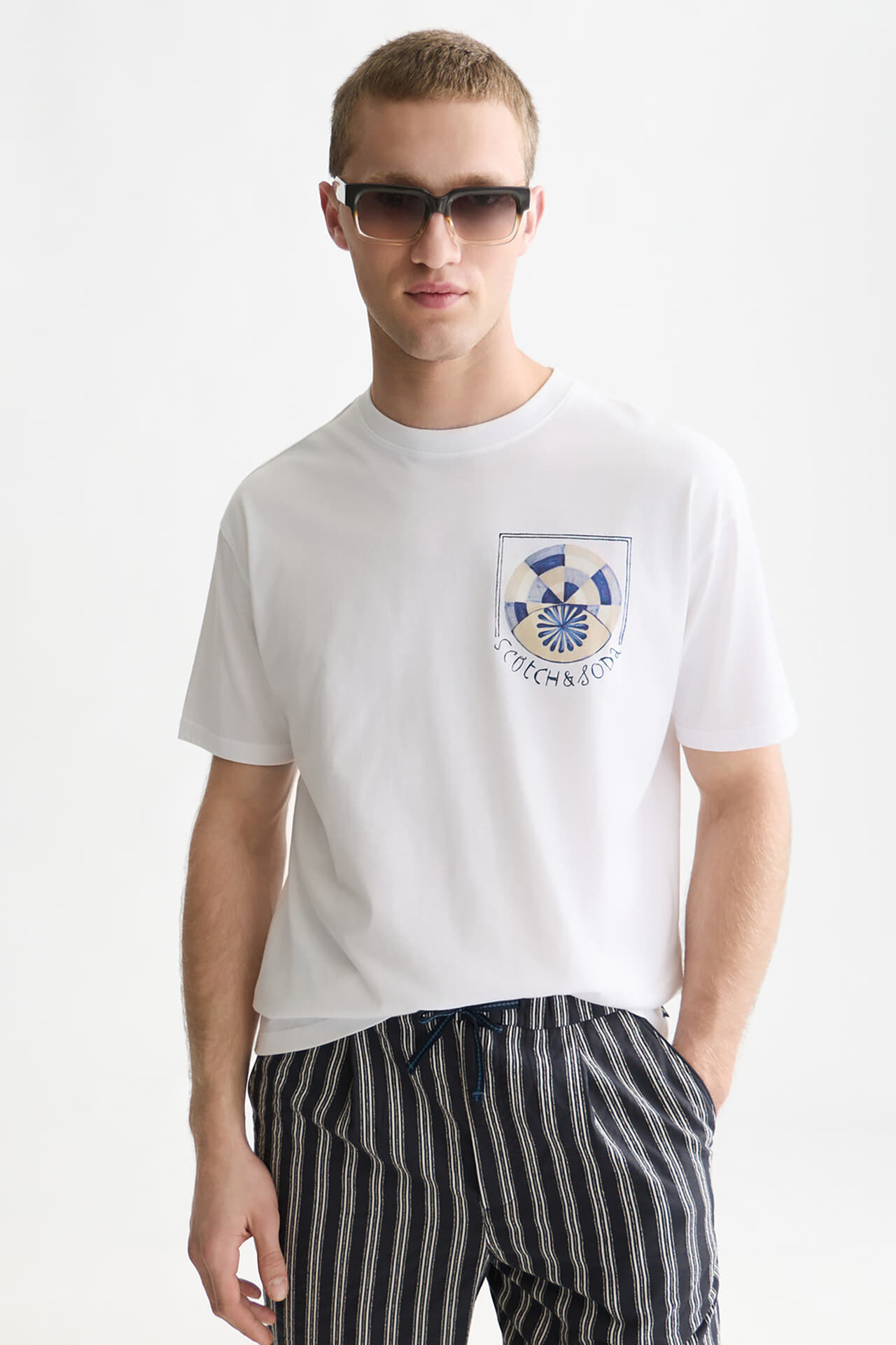 Scotch & Soda T-shirt Front and back artwork relaxed fit Wit