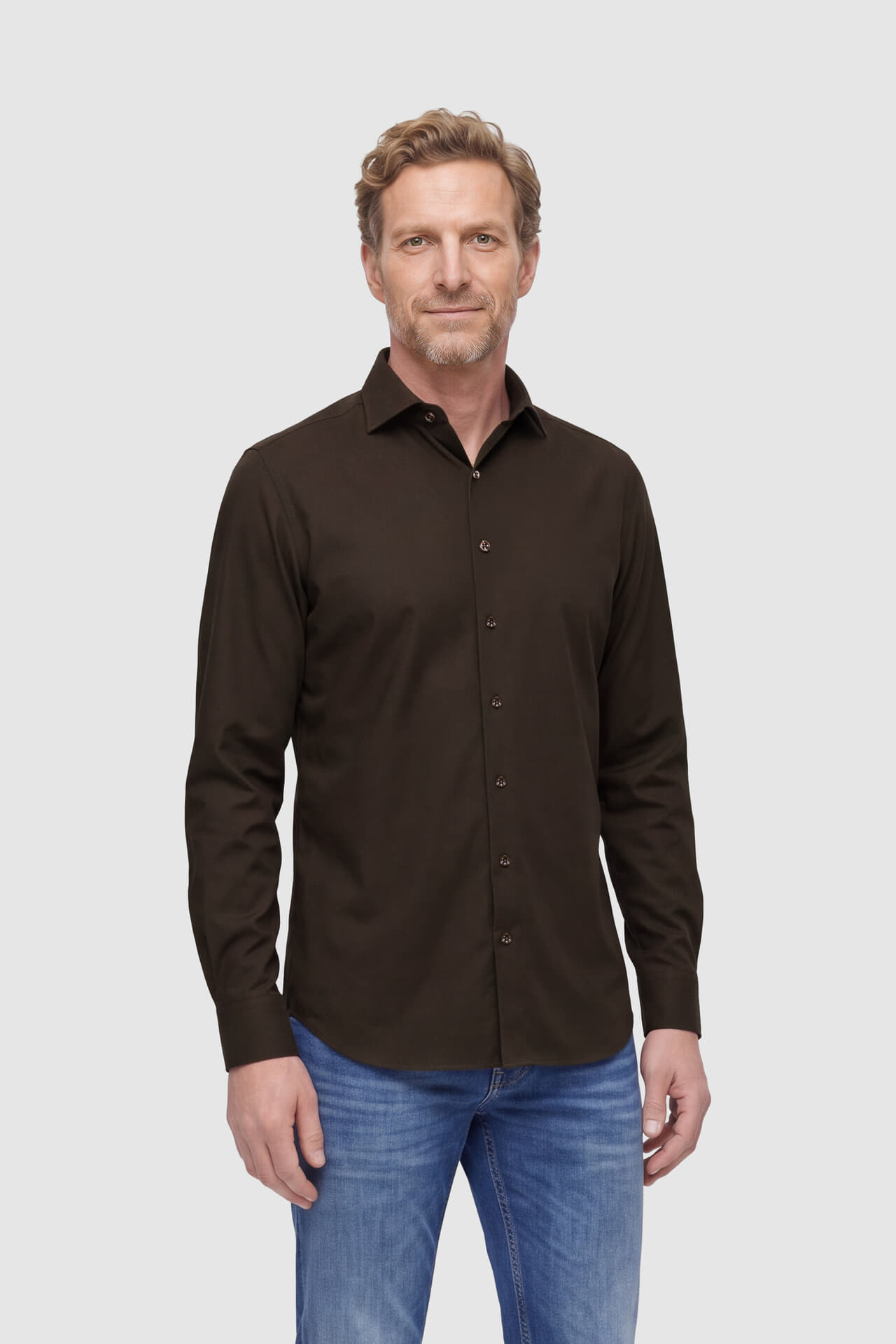 District Indigo Overhemd Pique Performance Bruin