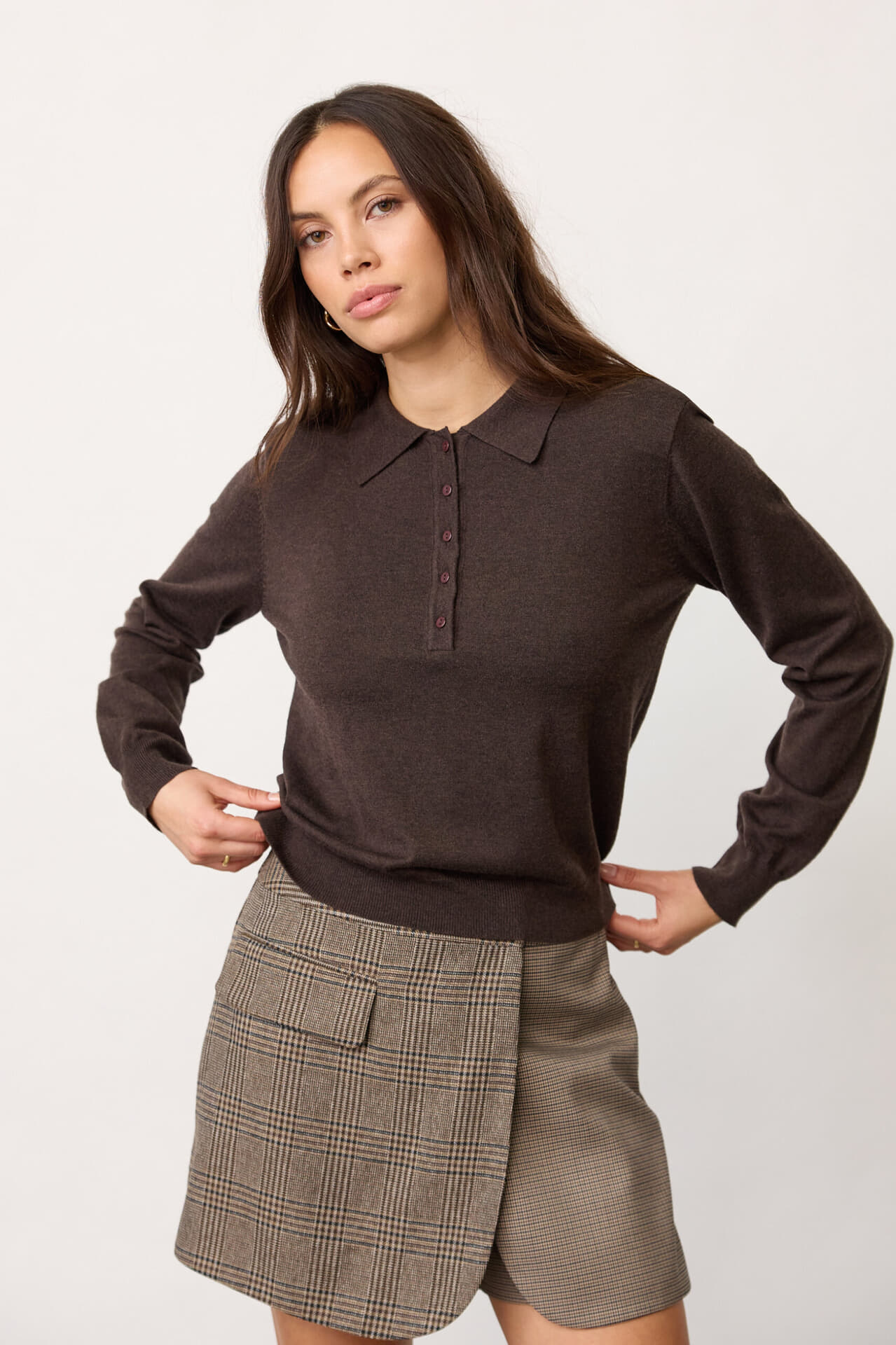 Co'couture Polo CoryCC Padded Knit Bruin