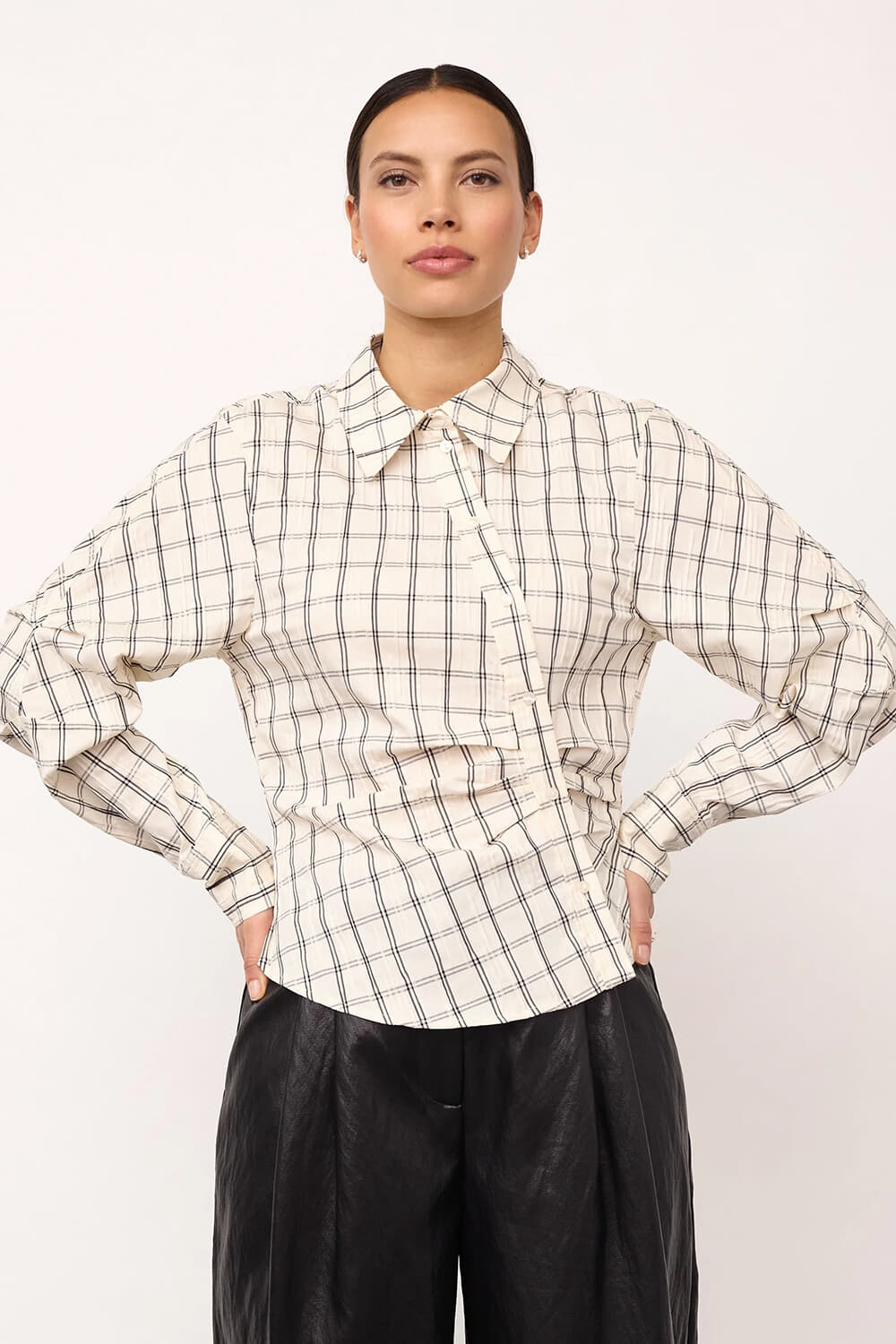 Co'couture Blouse Biso Asym Check Off White