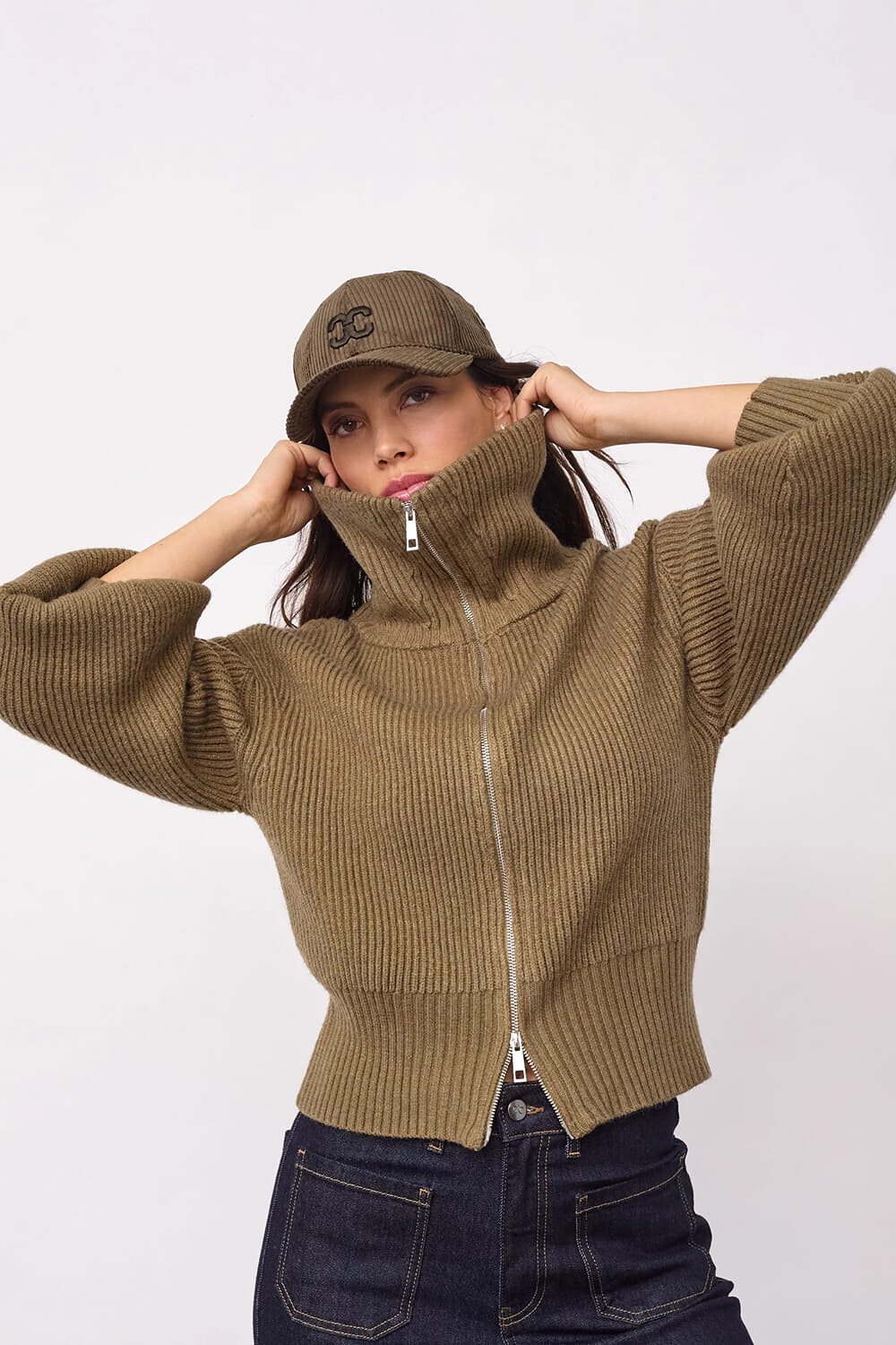 Co'couture Vest Row Zip Army