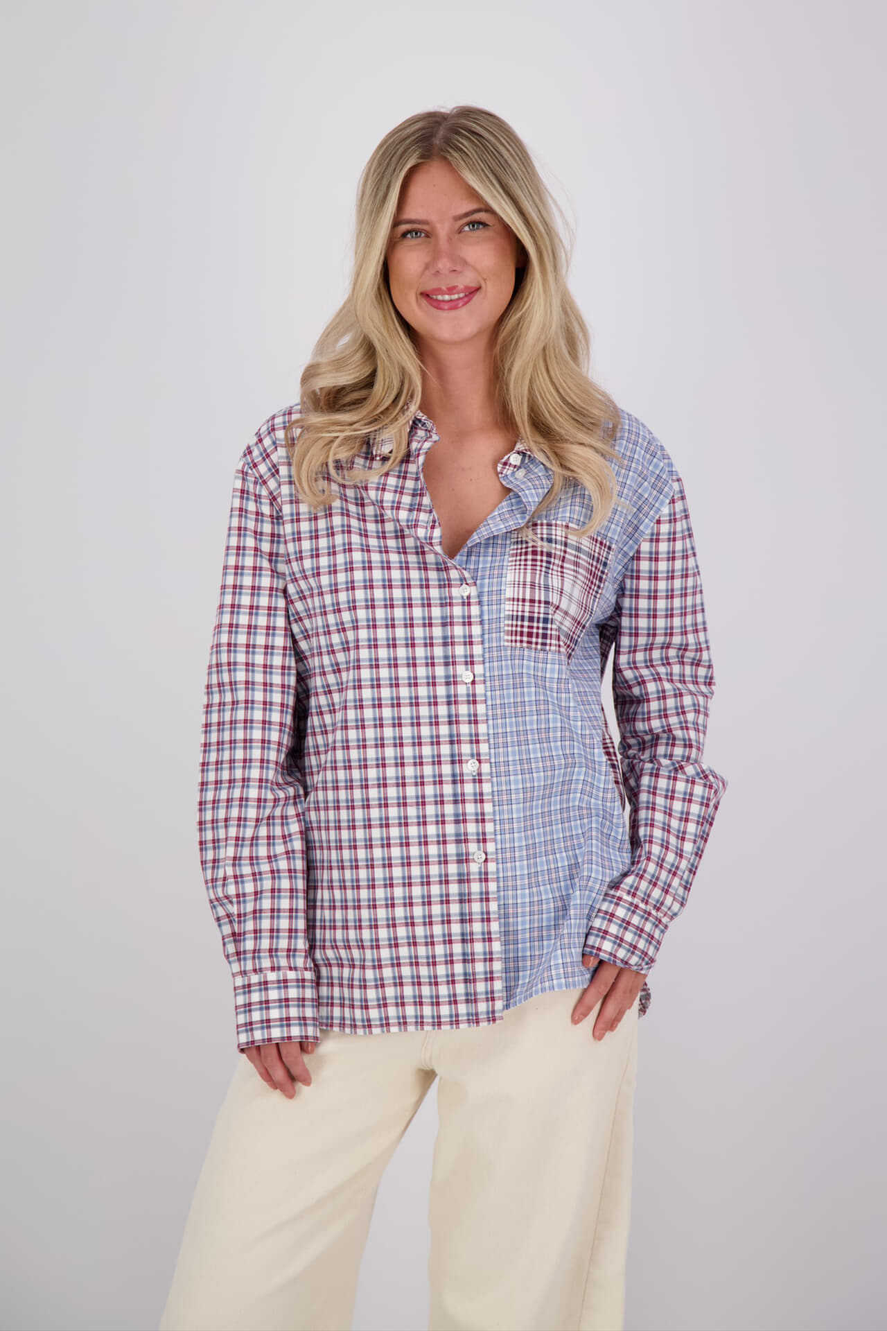 The Shirt Project Blouse Check Blauw