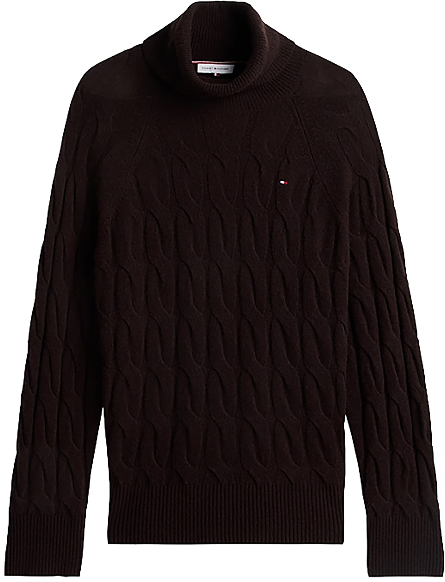 Tommy Hilfiger Coltrui Kabel Zacht Wol Bruin