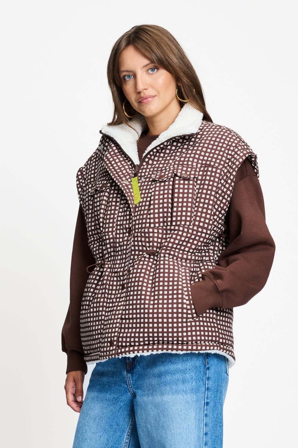 Pom Amsterdam Gilet Glen Check Bruin