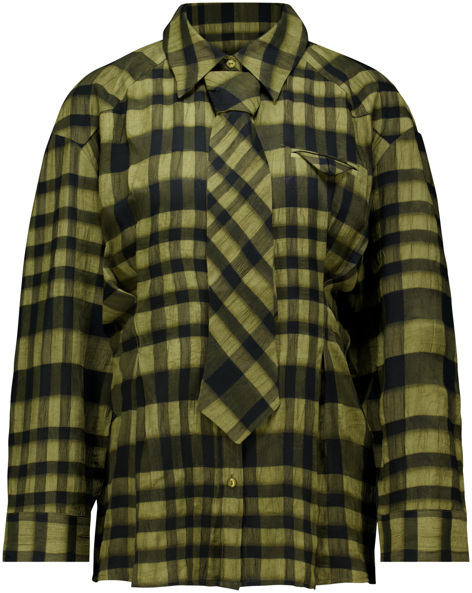 Co'couture Blouse Kyel check tie pleated Groen