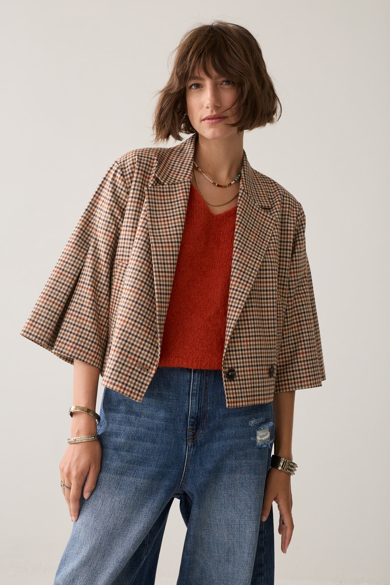 Summum Blazer Goji Berry Check  Multi