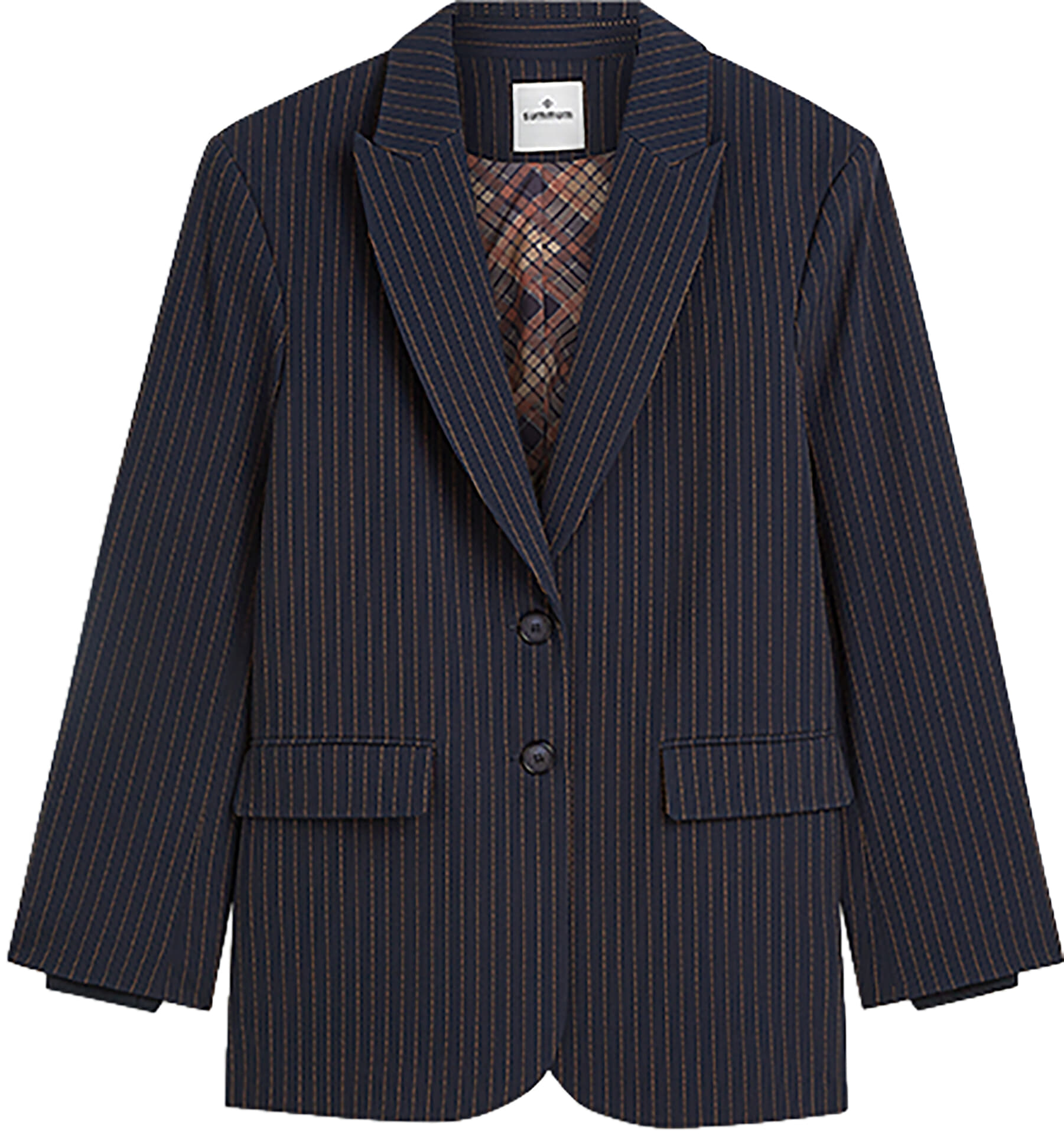 Summum Blazer Streep Viscose blend Jeans donker
