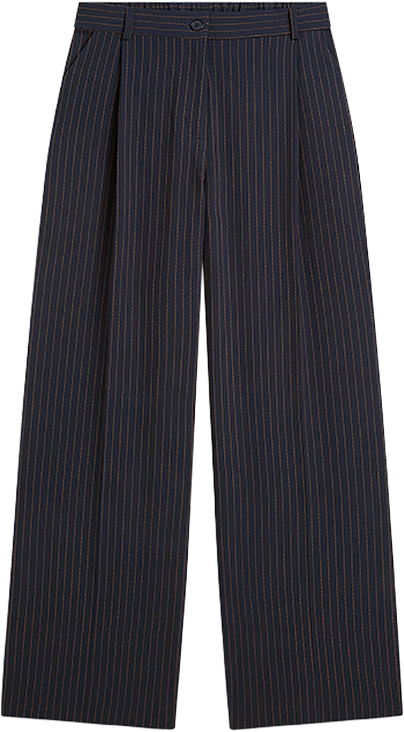 Summum Broek Streep Wide Leg Viscose Blend Jeans donker