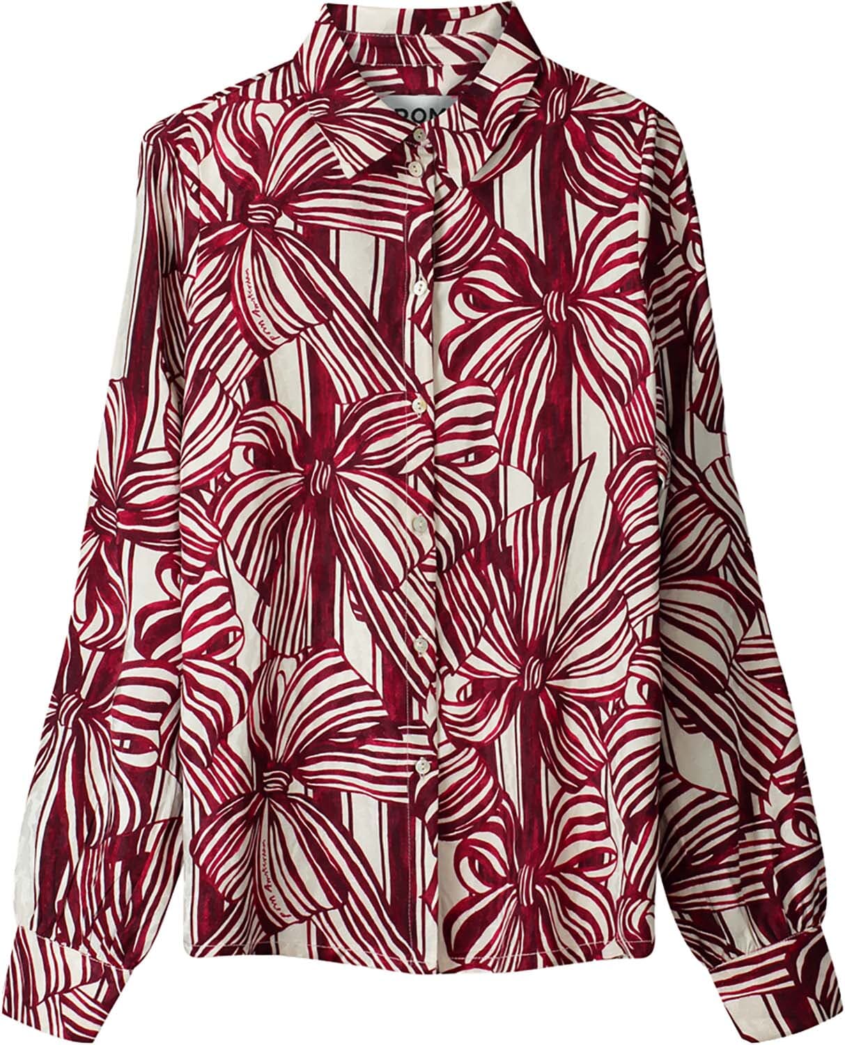Pom Amsterdam Blouse Mila Ribbon Bordeaux Rood