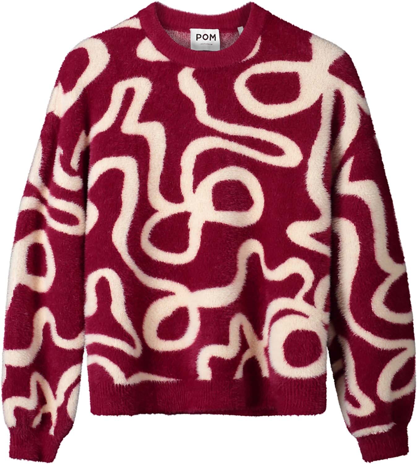 Pom Amsterdam Pullover Frida Bow Burgundy Bordeaux Rood