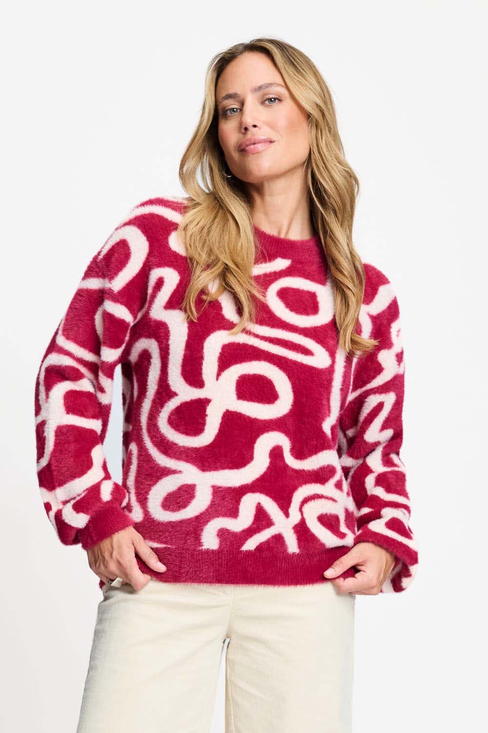 Pom Amsterdam Pullover Frida Bow Burgundy Bordeaux Rood